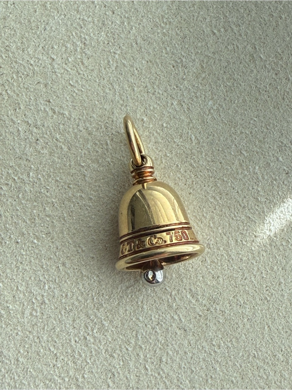 Tiffany & Co. Bell Charm Pendant with diamond 18k Yellow Gold (rare)